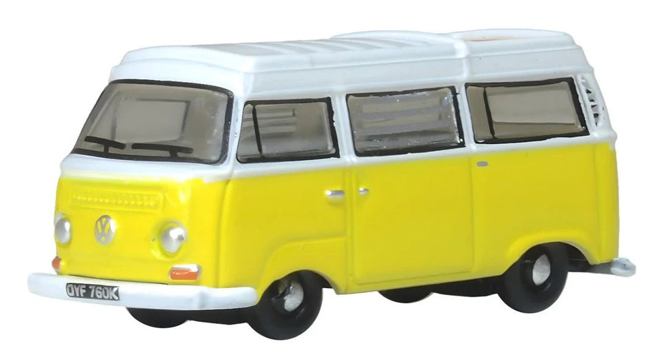 NVW016 Oxford Diecast VW T2 Bay Window Camper Saturn Yellow/Whit