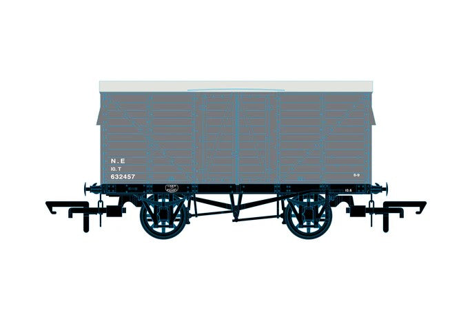 OR76GEGV004C Oxford Rail 10t Covered Van LNER (Post 1936) 632457