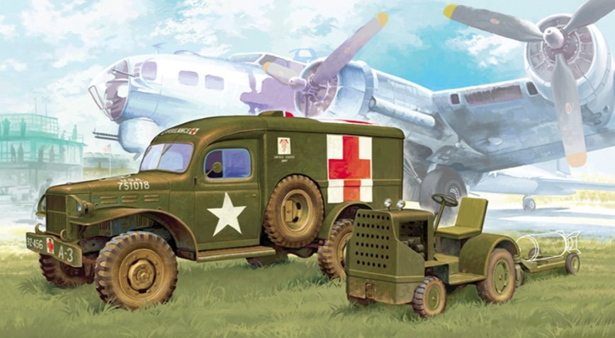 PKAY13403 Academy WWII US Ambulance & Towing Tractor