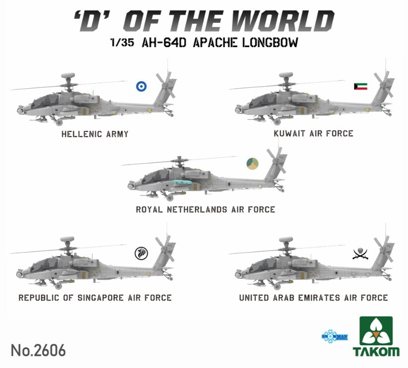 PKTAK02606 Takom D of the World AH-64D Apache Longbow Heli