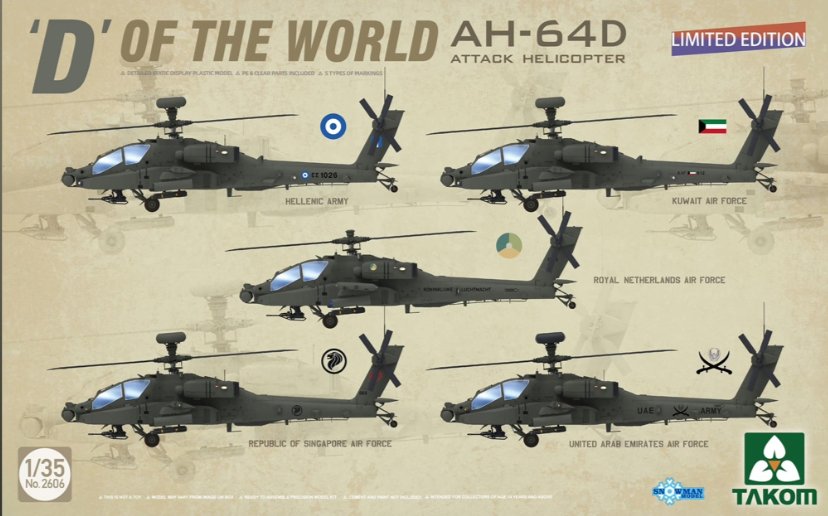 PKTAK02606 Takom D of the World AH-64D Apache Longbow Heli