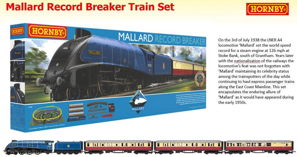 R1282M Hornby Mallard Record Breaker Train Set