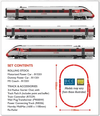 R1288M Hornby LNER Azuma High Speed Train Set - 800201