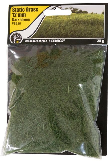FS625 Woodland Scenics 12mm Static Grass Dark Green