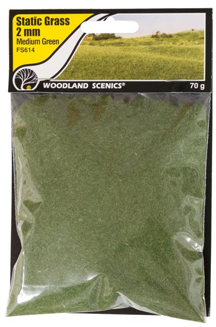 FS614 Woodland Scenics 2mm Static Grass Medium Green