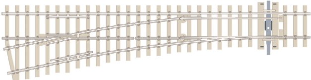 SLE1096 Peco Medium Radius Turnout Left Hand Electrofrog Fine