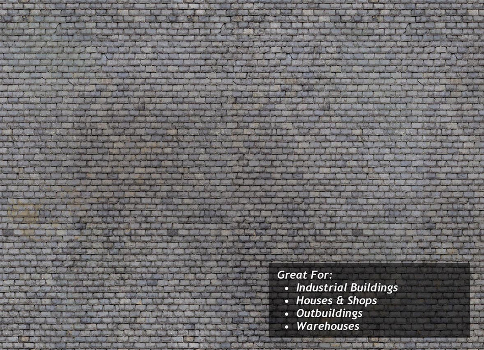 TX014 Scale Model Scenery Weathered Slate Roofing Texture Paper