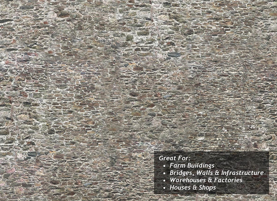 TX220 Scale Model Scenery Old Stone Wall Texture Paper