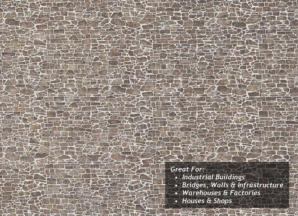 TX272 Scale Model Scenery Pointed Brown Stone Texture Paper (x5)