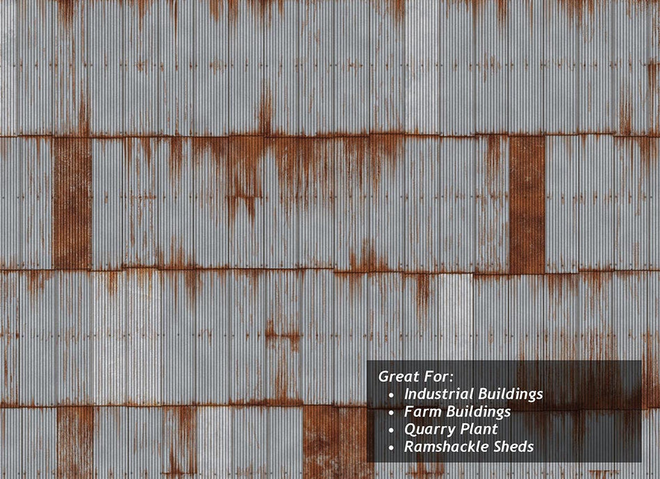 TX280 Scale Model Scenery Rusty & Weathered Corrugated Iron