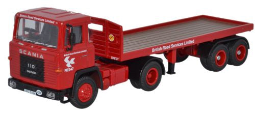 76SC110002 Oxford Diecast Scania 110 Flatbed Trailer BRS