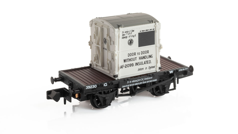 377-327B Graham Farish Conflat Wagon GWR Grey with AF Container