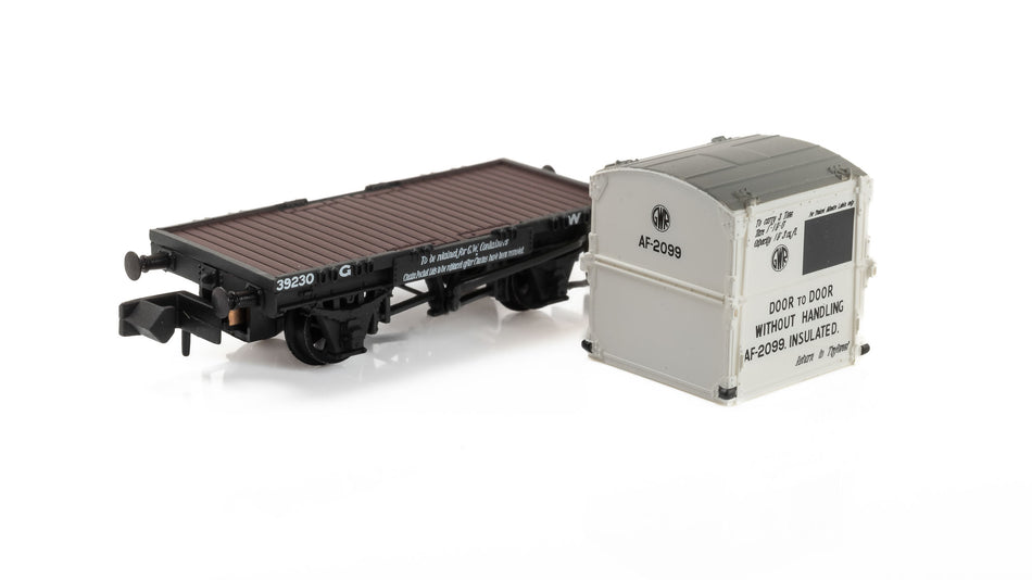 377-327B Graham Farish Conflat Wagon GWR Grey with AF Container