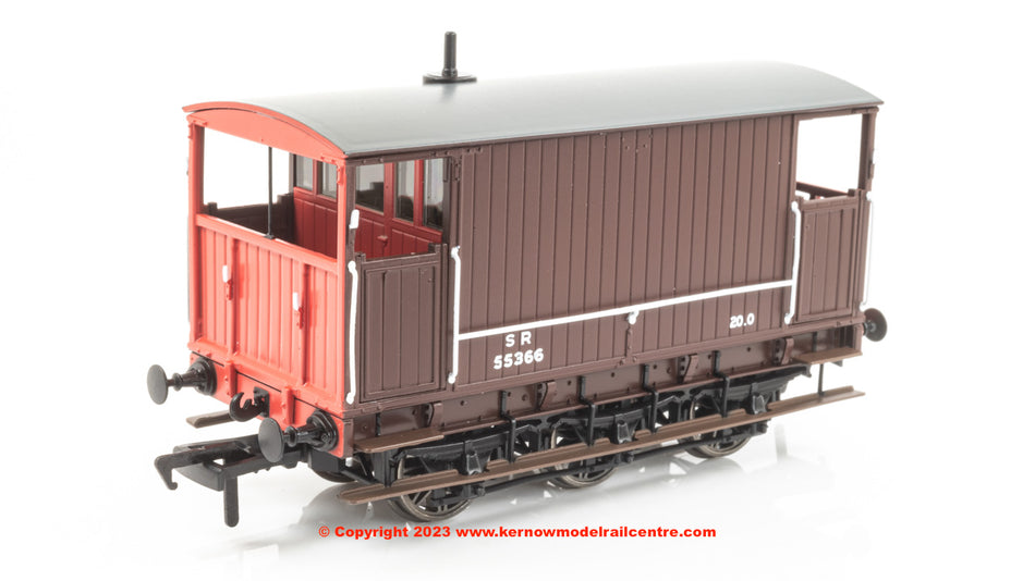 931006 Rapido SECR 6 Wheel Brake Van - No. 55366 - SR brown