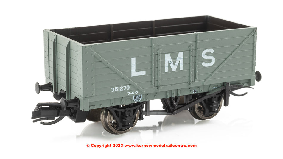 TTR7003M Peco 7 Plank Open Wagon - number 351270 - LMS Grey