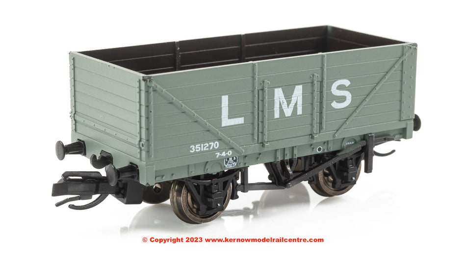TTR7003M Peco 7 Plank Open Wagon - number 351270 - LMS Grey