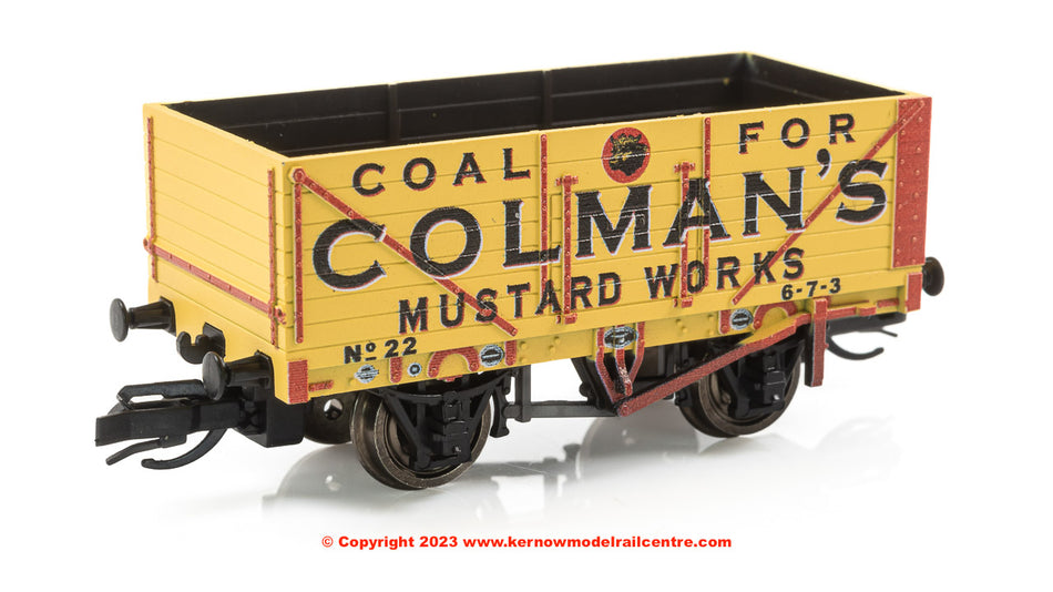TTR7006P Peco 7 Plank Open Wagon - number 22 - Colman's Mustard