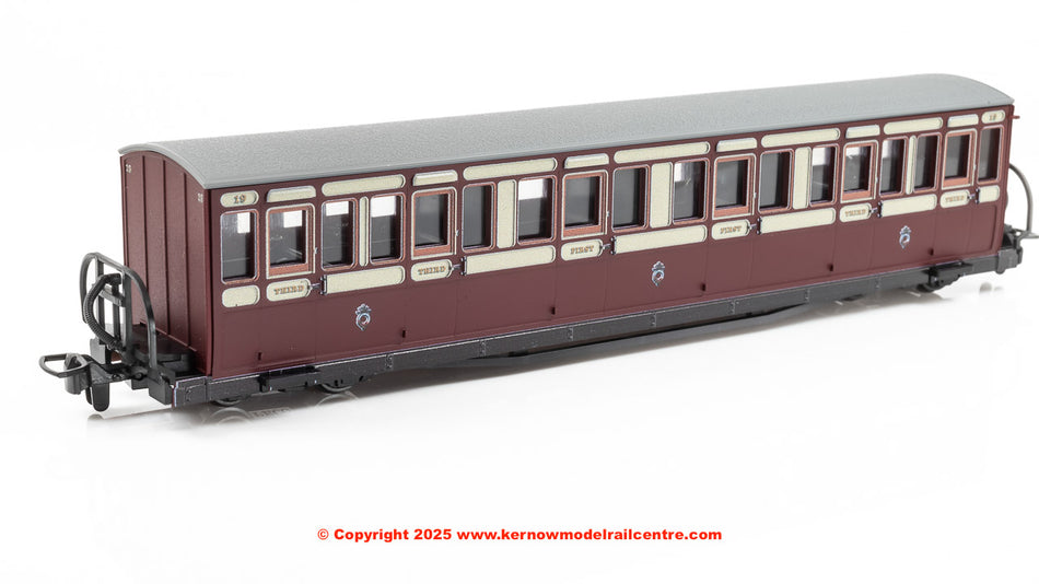 GR622A Peco FR Long Bowsider Bogie Coach - Red & Cream No.19