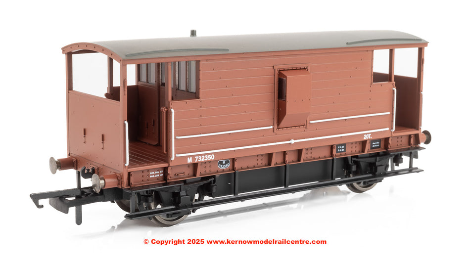 R60286 Hornby LMS 20 Ton Brake Van number 732350 - BR Brown