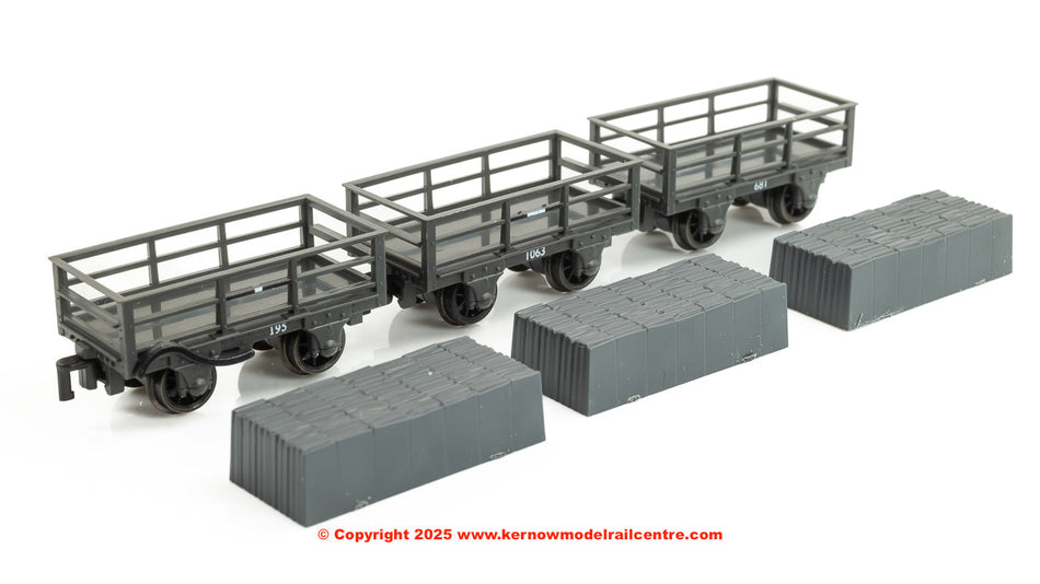 GR323 Peco FR 2 Ton Slate Wagon Triple Pack - Grey