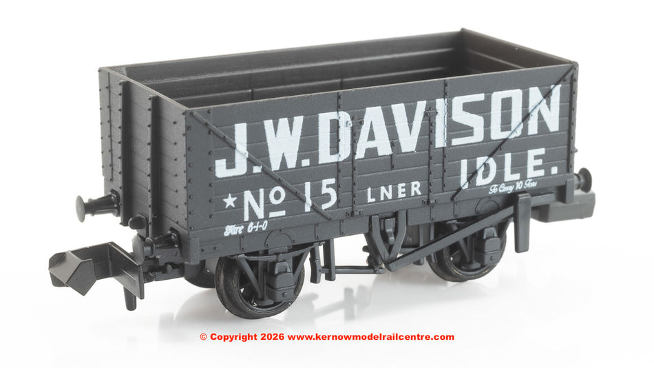 NR7021P Peco 7 Plank Open Wagon - No 15 J W Davison Ldle LNER