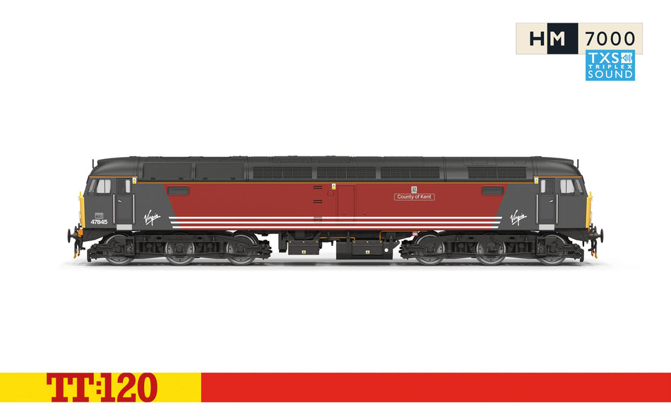 TT3098TXS Hornby Class 47 Diesel Loco - 47 845 named County of Kent - Virgin Trains