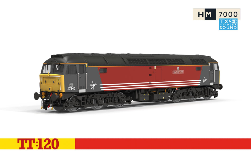 TT3098TXS Hornby Class 47 Diesel Loco - 47 845 named County of Kent - Virgin Trains
