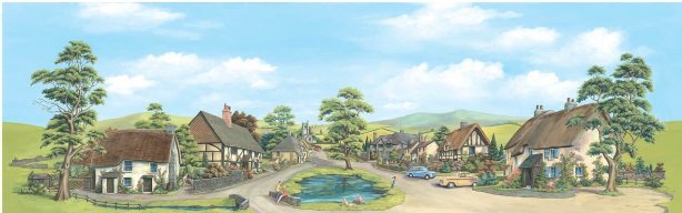 SK35 Peco Scenic Background - Village Medium