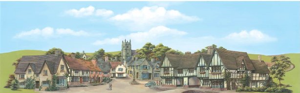 SK66 Peco Scenic Background - Provincial Town Small