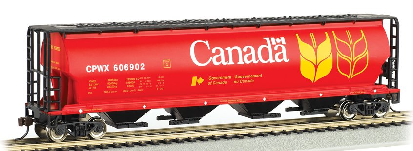 19131 Bachmann HO 4 Bay Cylindrical Grain Hopper Canada Grain