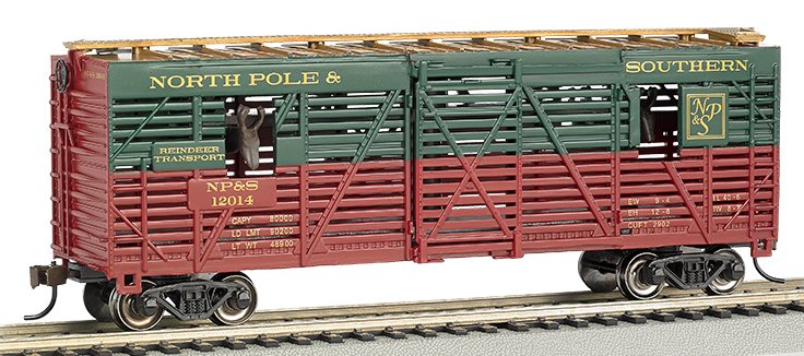 19704 Bachmann 40ft Animated Stock Car Christmas with Reindeer