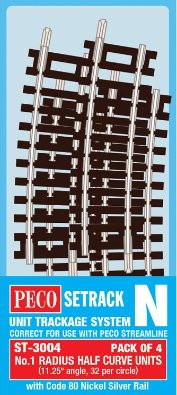 ST3004 Peco Setrack No. 1 Radius half Curve