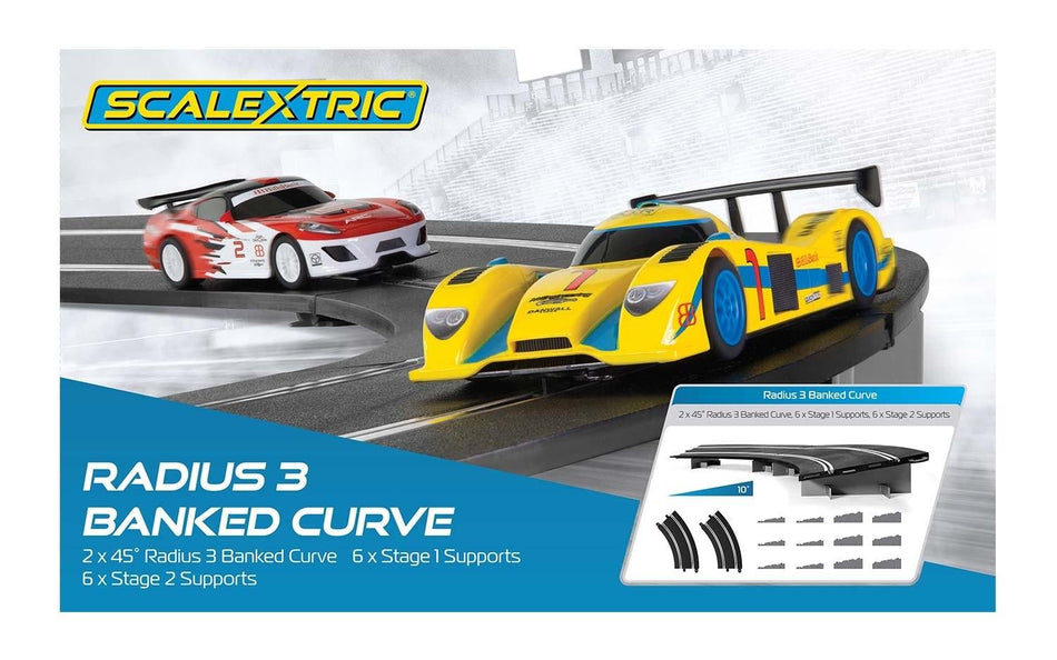 C8297 Scalextric Radius 3 10° Banked Curve 45° x 2