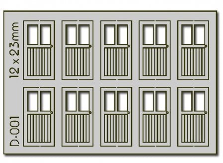 D-001 Proses 10 pcs 12X23mm 2 Lite Doors HO/OO