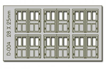 D-004 Proses 6 pcs 28X25mm Double Unit Doors HO/OO