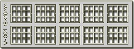 W-001 Proses 10 pcs 18X16mm 12 Pane Laser-Cut Windows HO/OO