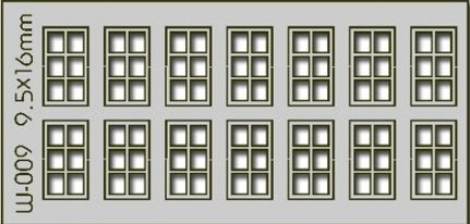W-009 Proses 14 pcs 9.5X16mm 6 Pane Windows HO/OO