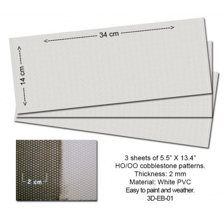 P3D-EB-01 Proses Embossed PVC Sheets (Cobblestone) 3 pcs.