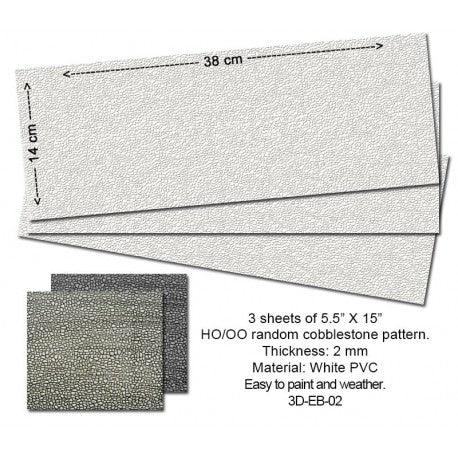 P3D-EB-02 Proses Embossed PVC Sheets ( Cobblestone) 3 pcs.