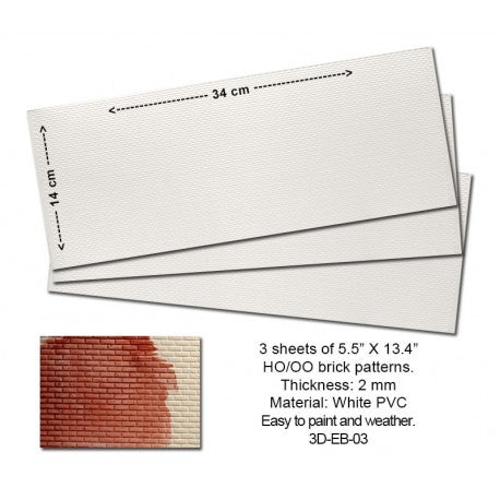 P3D-EB-03  Proses Embossed PVC Sheets (Brick Pattern) 3 pcs