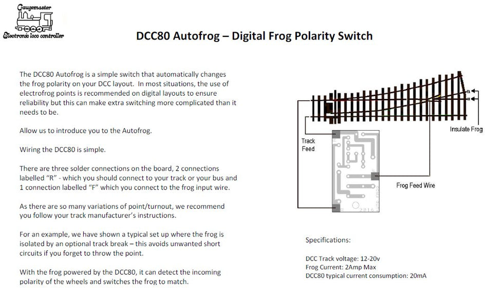 BPDCC80 Gaugemaster DCC Autofrog