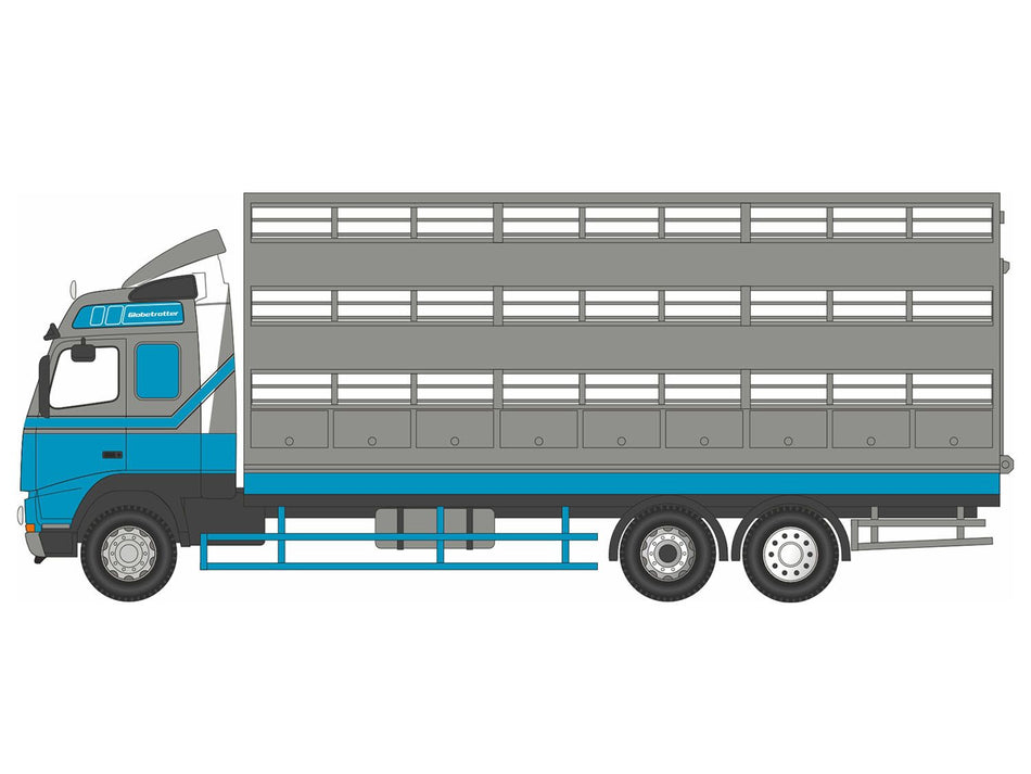 76VOL02LS Oxford Diecast Volvo FH12 Cattle Truck Blue / Silver