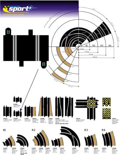 C8200 Scalextric Quarter Straight 87mm
