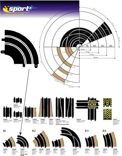 C8201 Scalextric Radius 1 Hairpin Curve 90° x 2