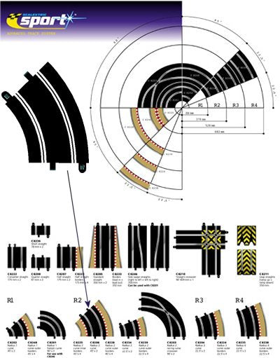 C8206 Scalextric Radius 2 Curve 45° x 2