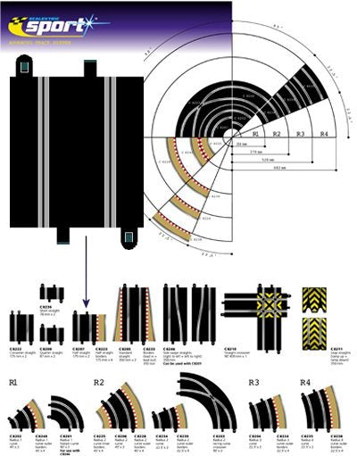 C8207 Scalextric Half Straight 175mm x 2