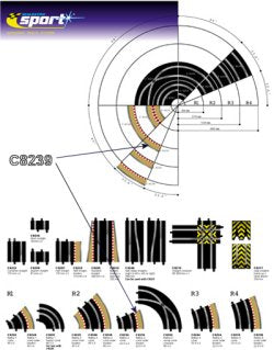 C8239 Scalextric Radius 2 Curve Outer Borders 22.5° x 4