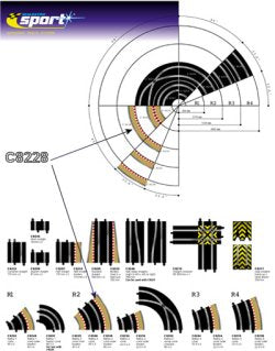 C8228 Scalextric Radius 2 Curve Outer Borders 45° x 4