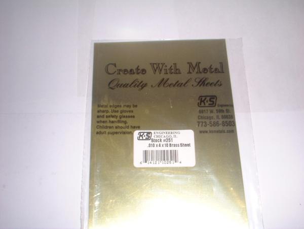251 KS Metals Brass Sheet 0.010 x 4in x 10in length