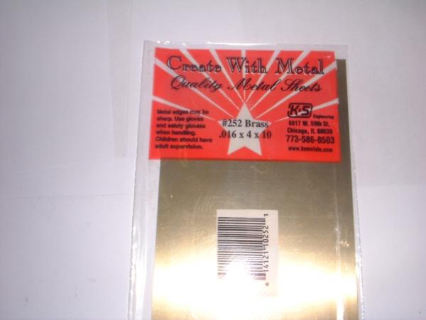 252 KS Metals Brass Sheet 0.016in x 4in x 10in length
